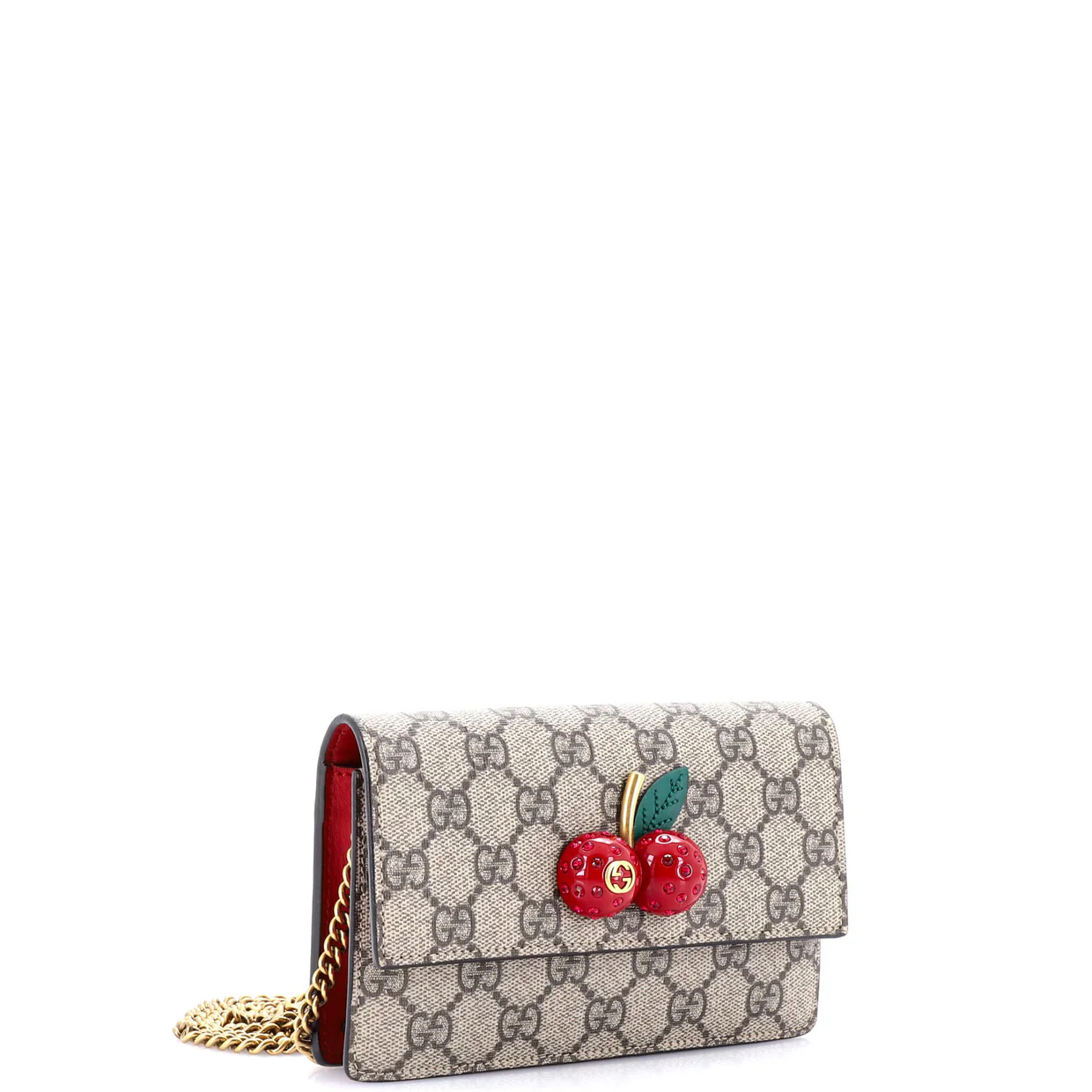 Cherries Wallet on Chain GG Coated Canvas Mini - Deep Luxury
