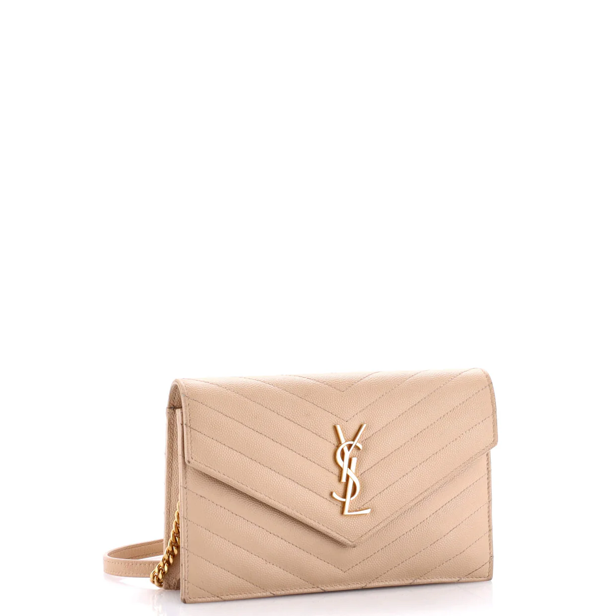 Classic Monogram Wallet on Chain Matelasse Chevron Leather Small - Deep Luxury