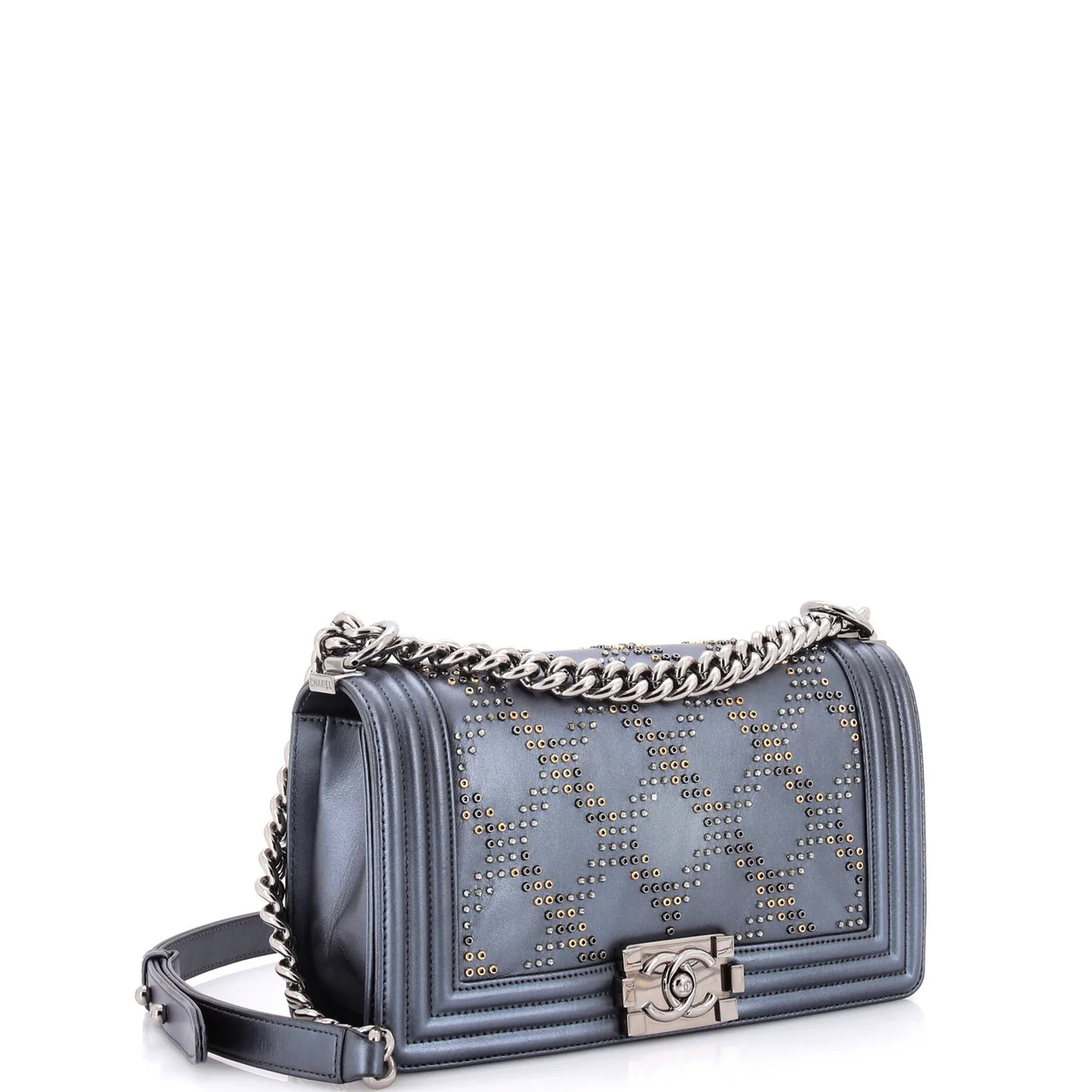 Boy Flap Bag Studded Leather Old Medium - Deep Luxury