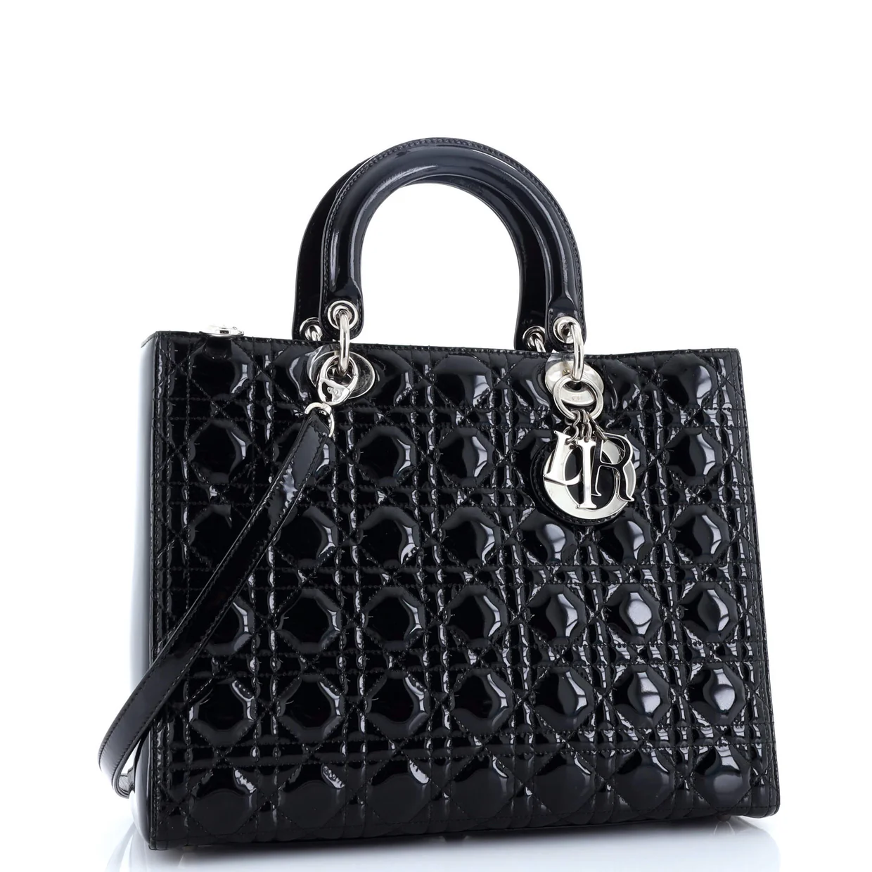 Vintage Lady Dior Bag Cannage Quilt Patent Large - Deep Luxury