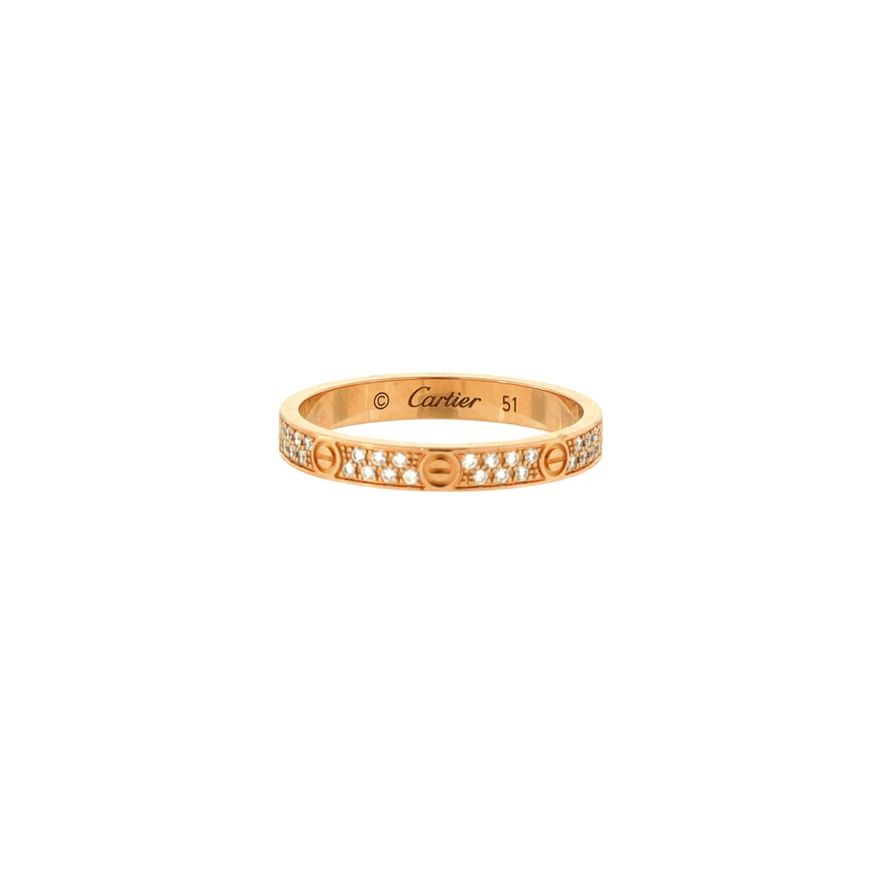 Love Wedding Band Pave Diamonds Ring 18K Rose Gold and Diamonds Small - Deep Luxury