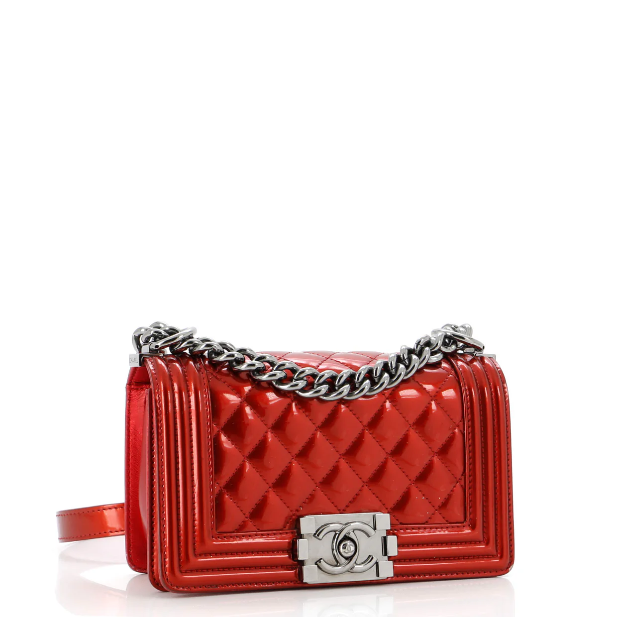 Boy Flap Bag Quilted Patent Small - Deep Luxury