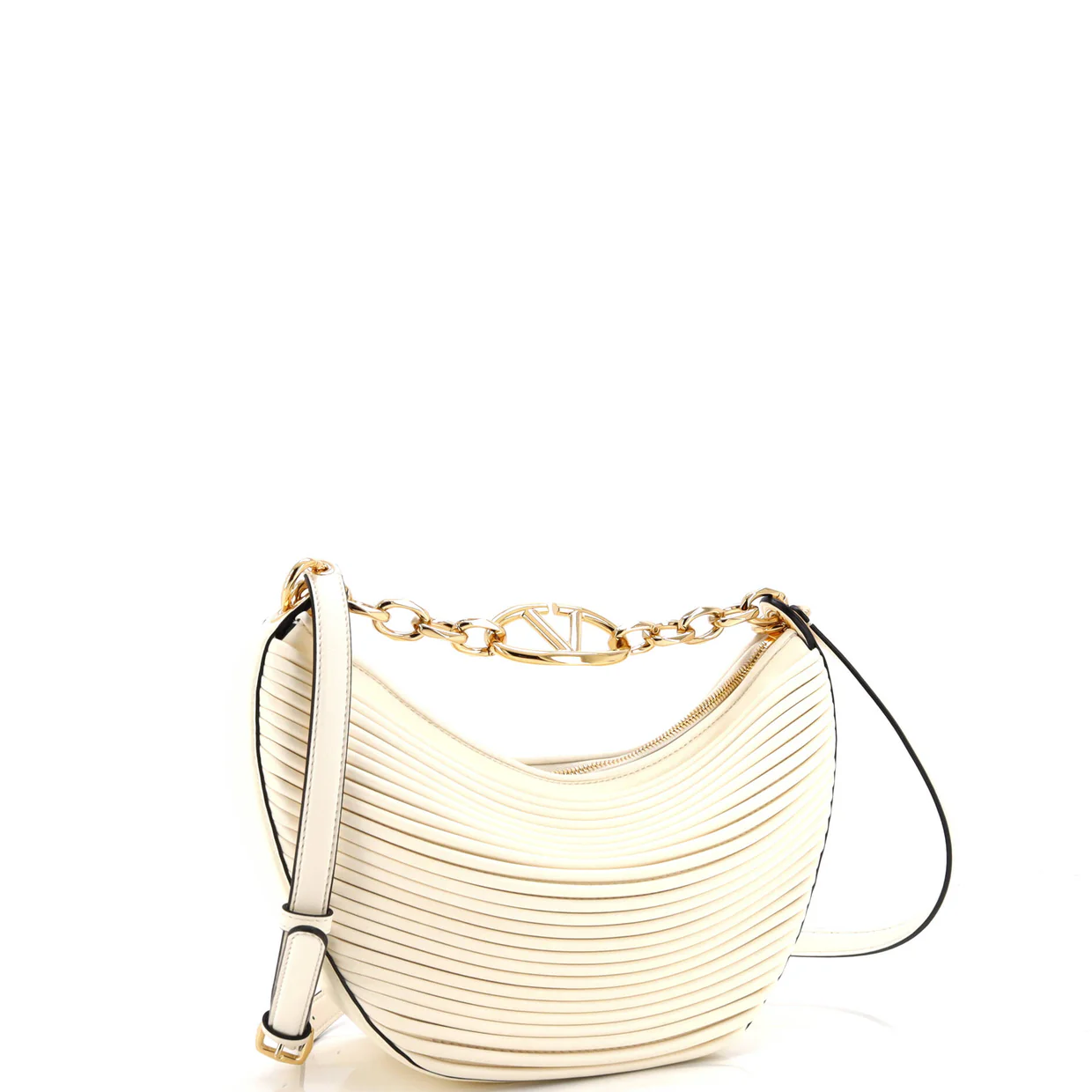 Vlogo Moon Hobo Pleated Leather Small - Deep Luxury