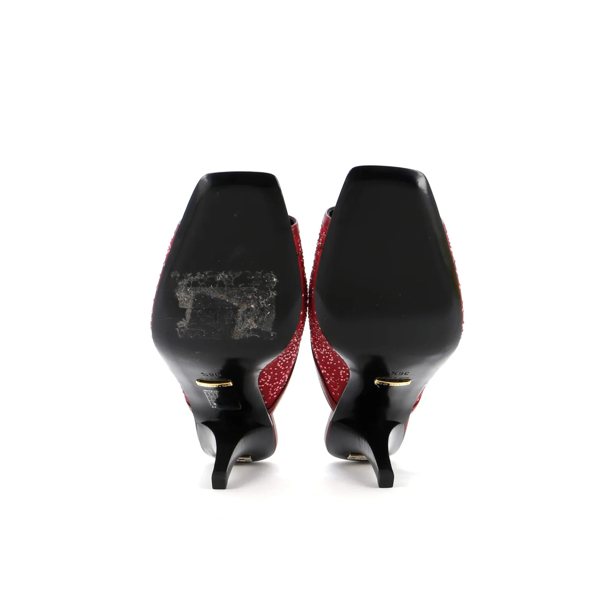 Women's Heeled Mule Sandals Crystal GG Embellished Canvas - Deep Luxury