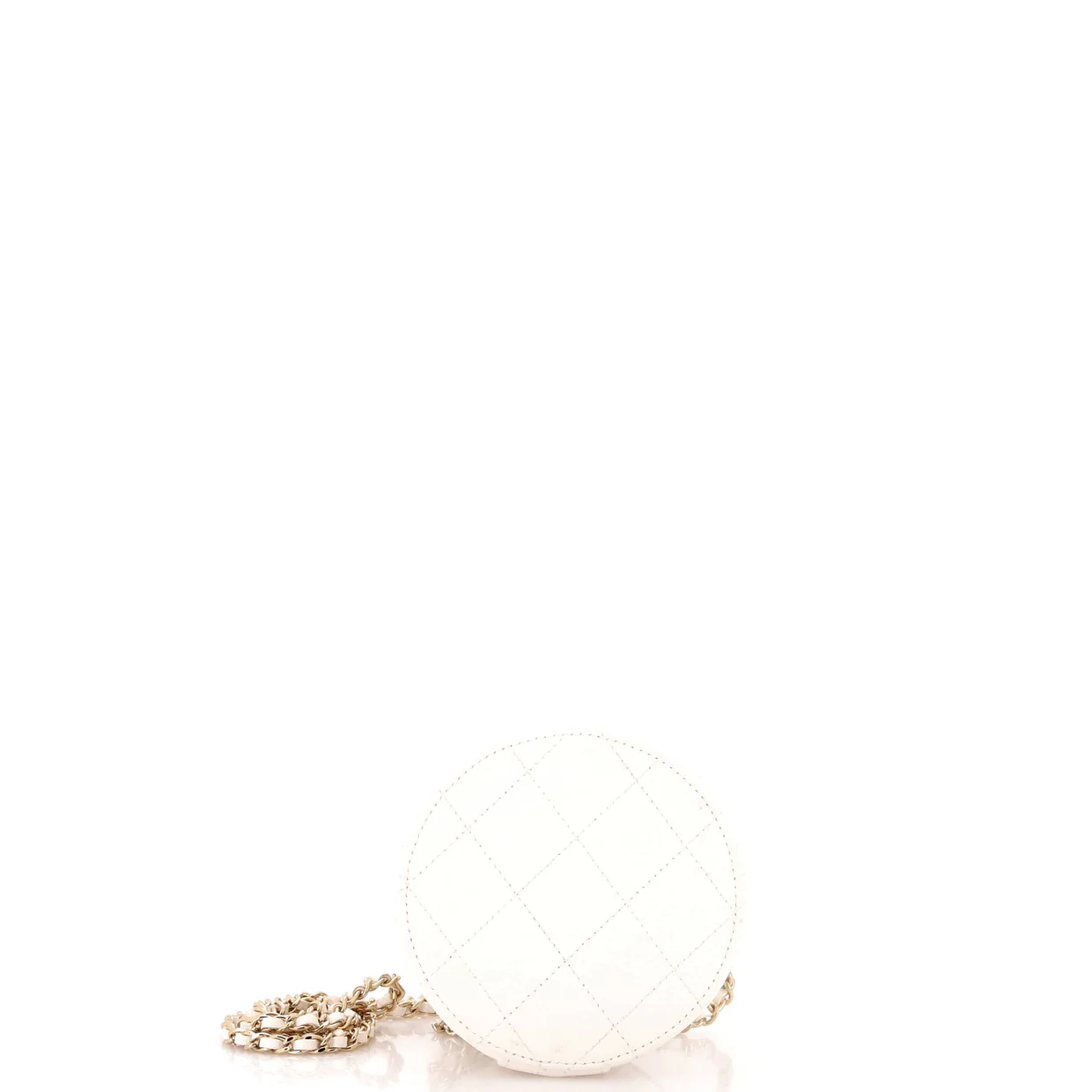 CC Round Vanity Case with Chain Quilted Lambskin Mini - Deep Luxury