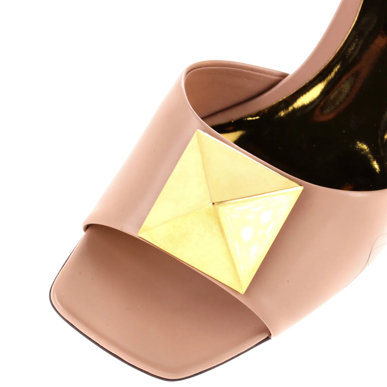 Women's One Stud Block Heeled Mules Leather - Deep Luxury