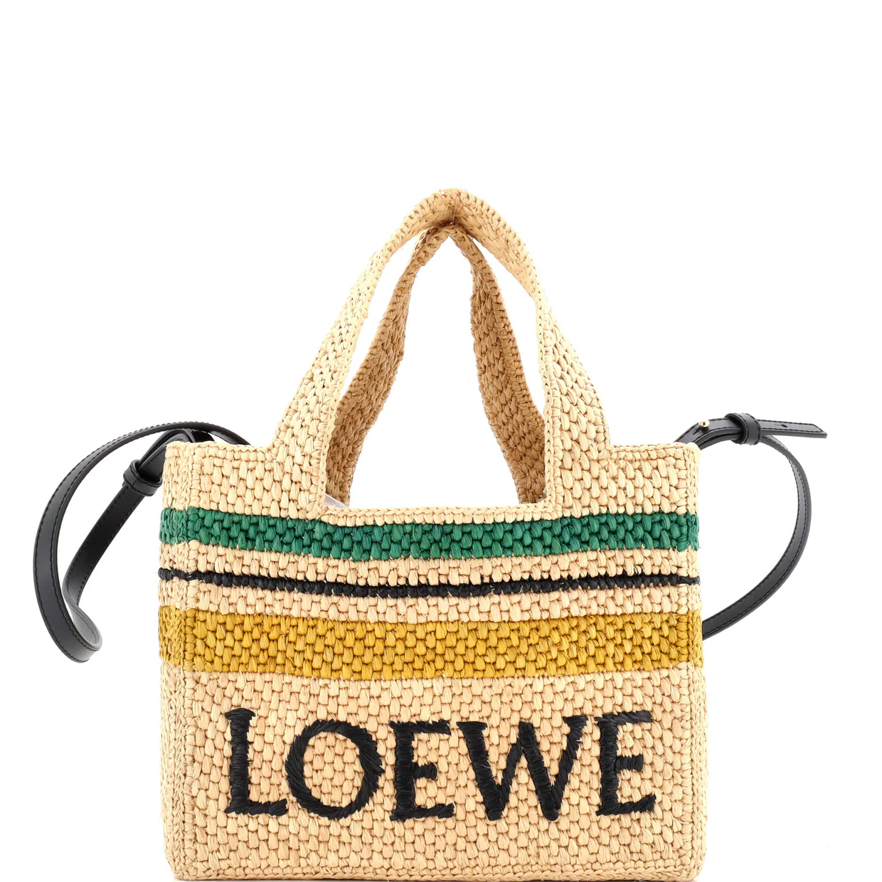 Paula's Ibiza Logo Convertible Tote Raffia Small - Deep Luxury