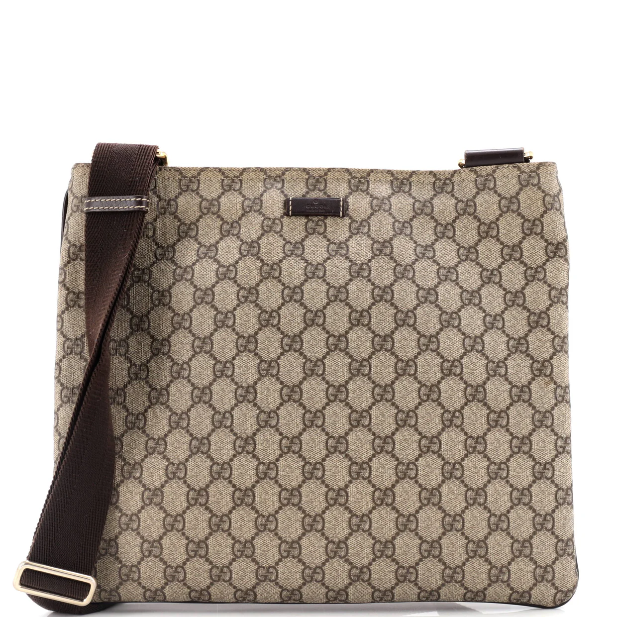 Zip Top Messenger Bag GG Coated Canvas Large - Deep Luxury