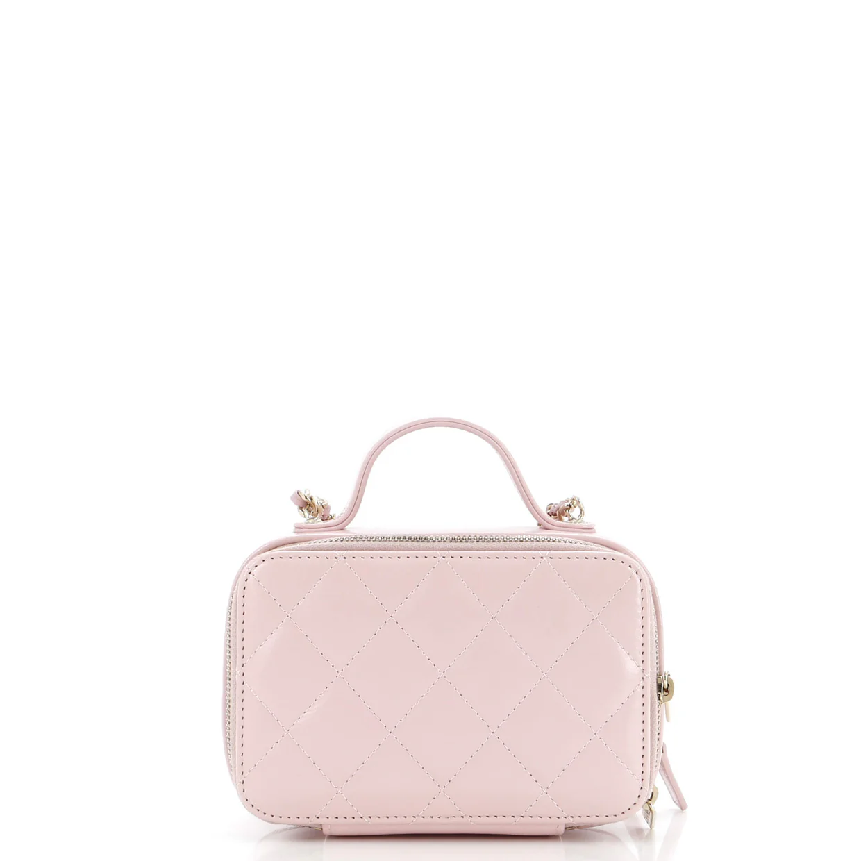 Double Zip CC Vanity Case Quilted Shiny Lambskin Mini - Deep Luxury