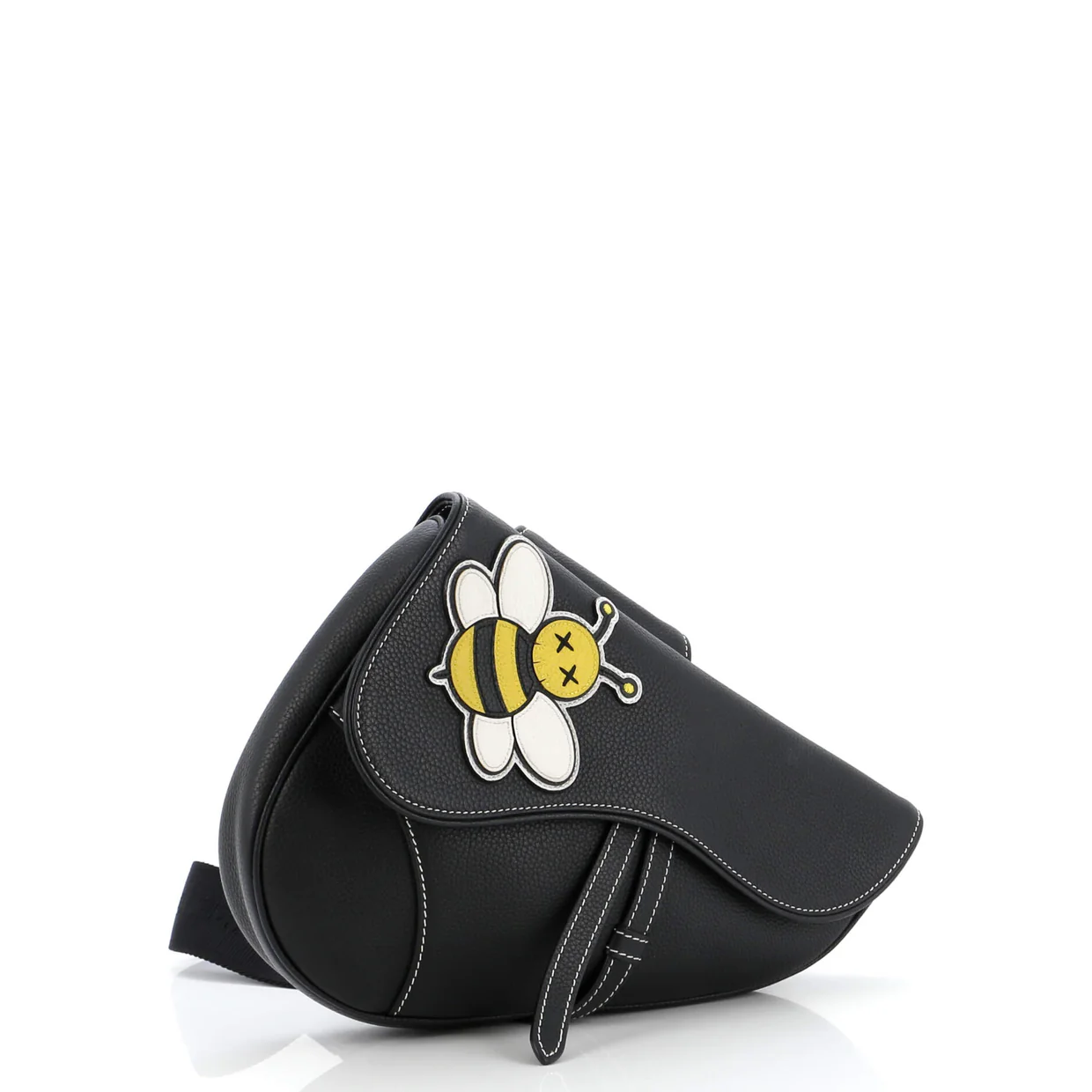KAWS Saddle Crossbody Bag Leather with Applique - Deep Luxury