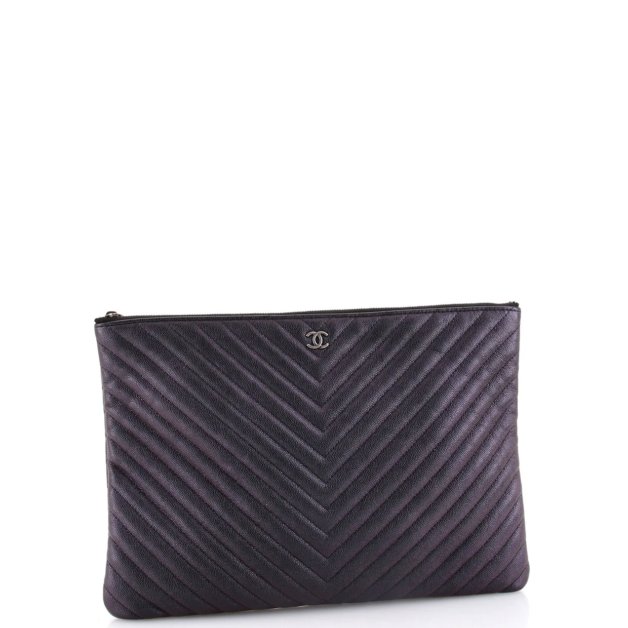 O Case Clutch Chevron Caviar Large - Deep Luxury