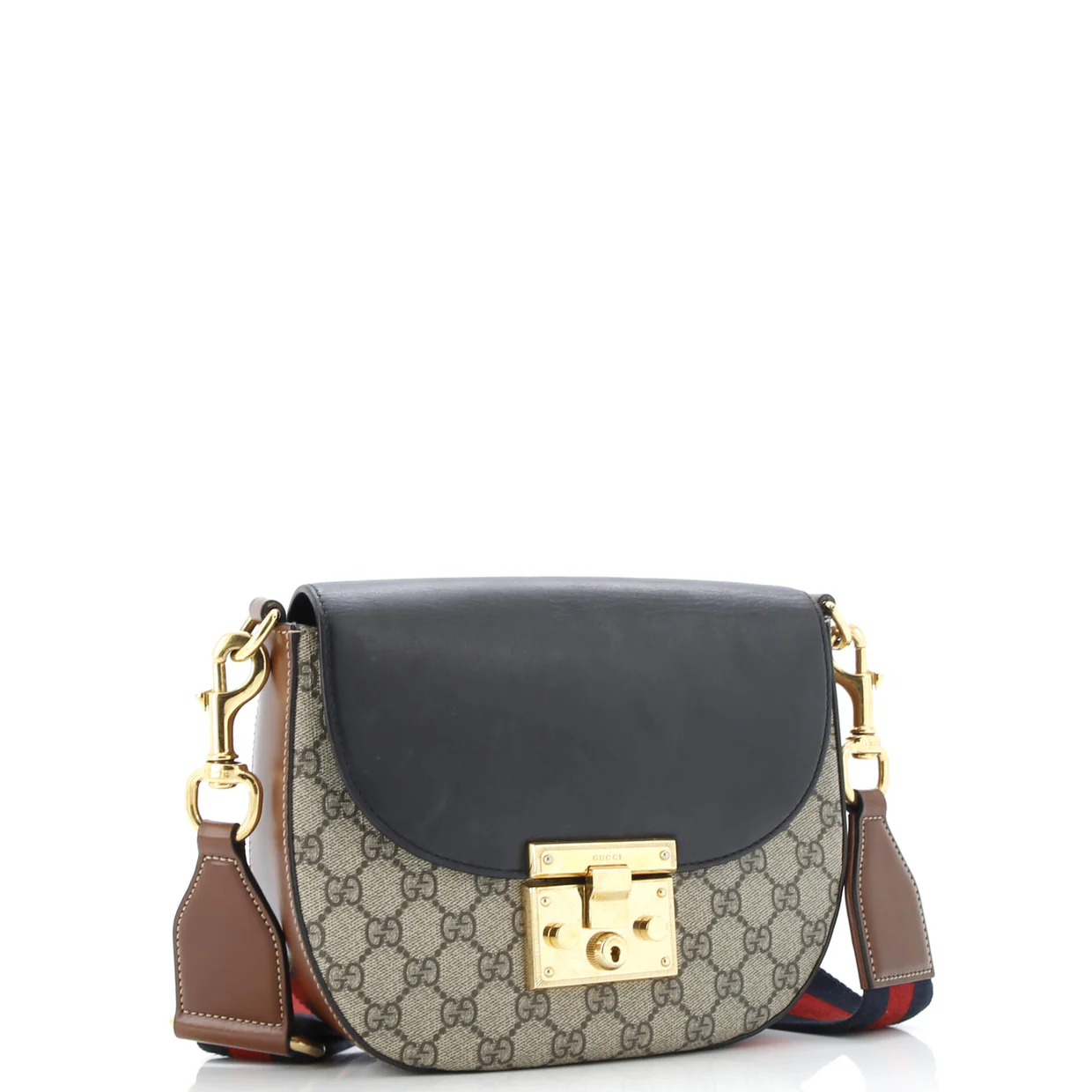 Padlock Saddle Shoulder Bag GG Coated Canvas and Leather Medium - Deep Luxury