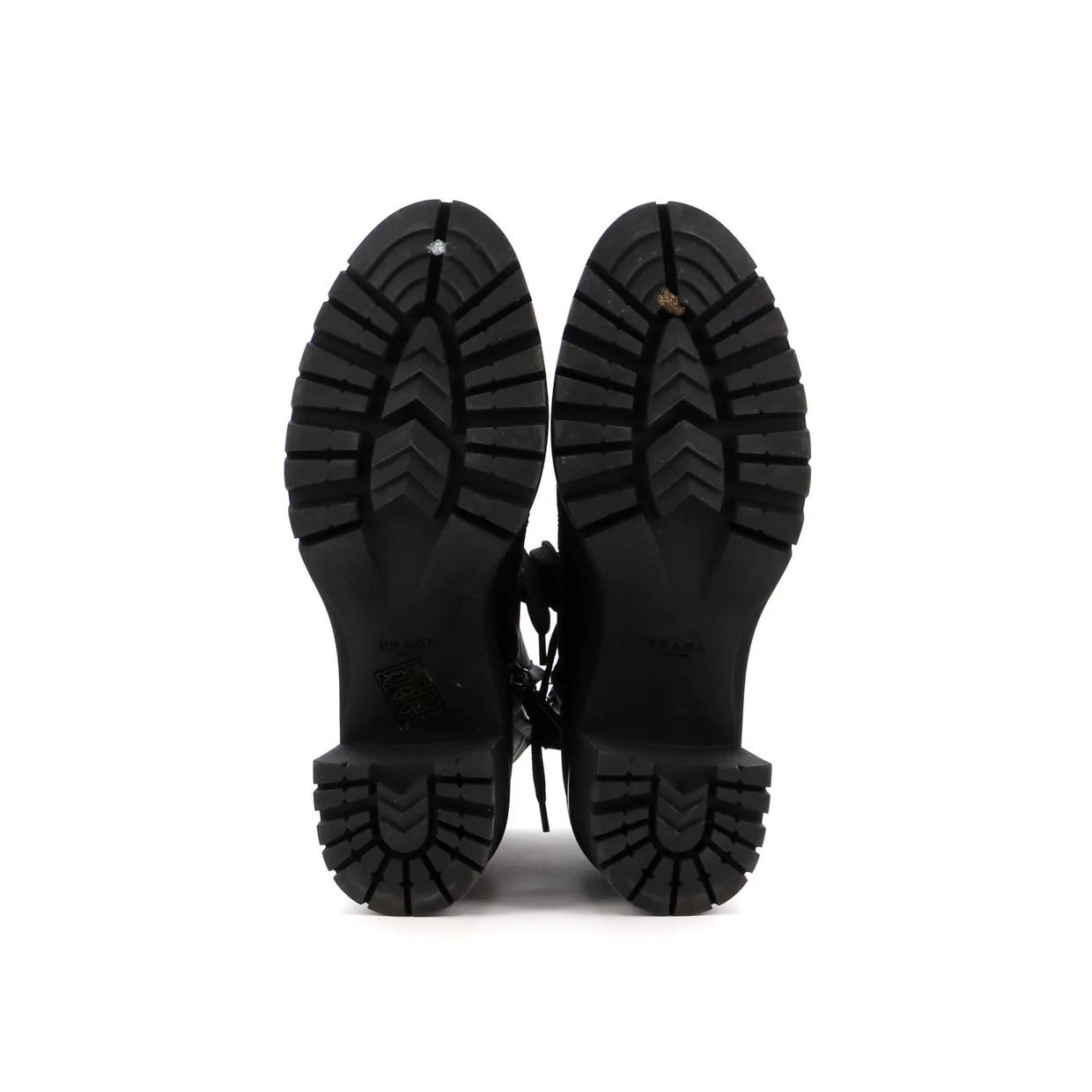 Women's Triangle Logo Heeled Ankle Boots Nylon and Leather - Deep Luxury