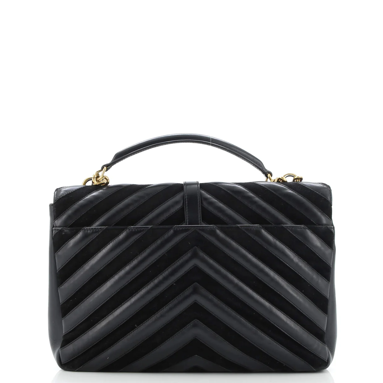 Classic Monogram College Bag Matelasse Chevron Leather and Suede Large - Deep Luxury