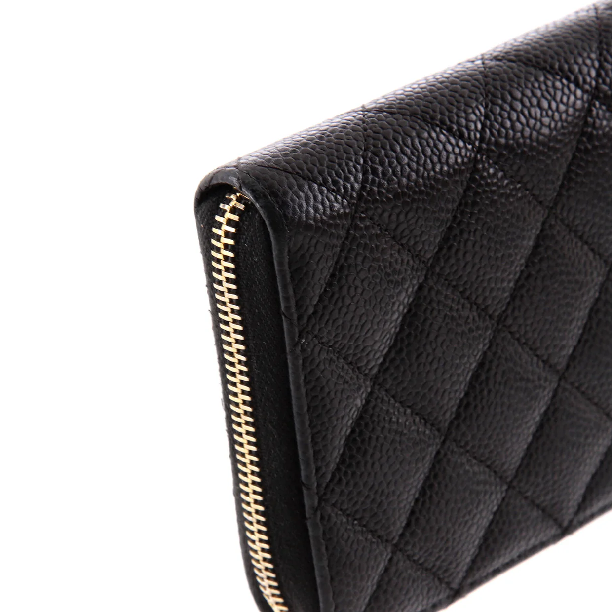 Zip Around Wallet Quilted Caviar Long - Deep Luxury