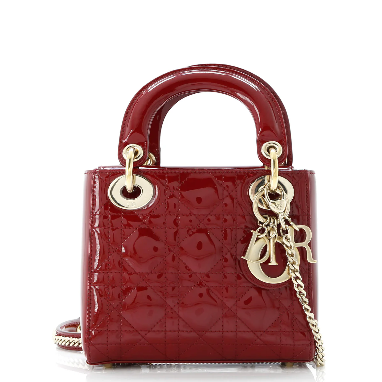 Lady Dior Chain Bag Cannage Quilt Patent Mini - Deep Luxury