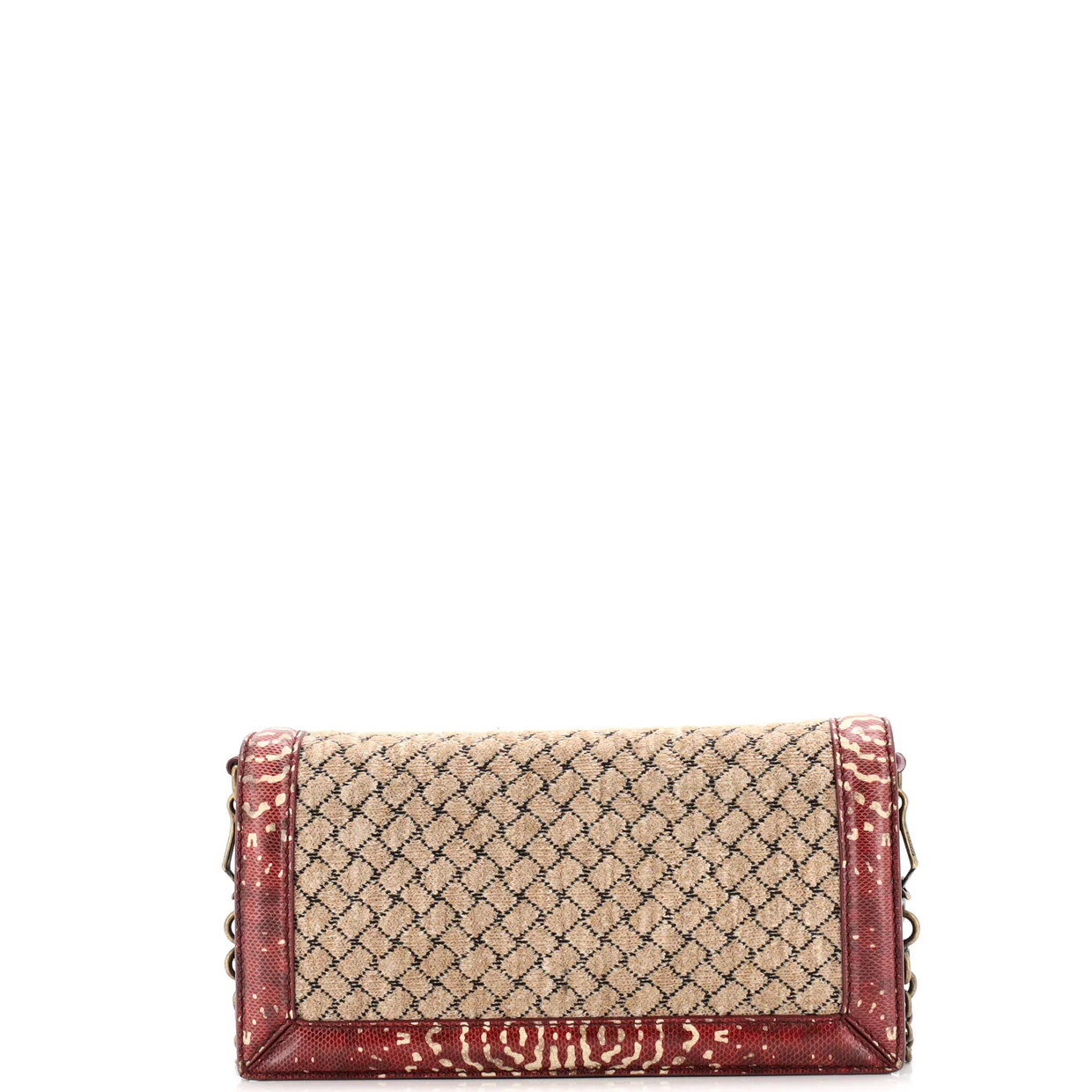 Olimpia Knot Chain Clutch Intrecciato Knit with Snakeskin Trim - Deep Luxury
