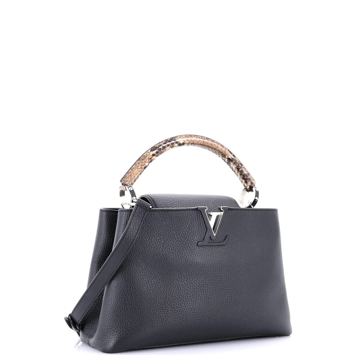 Capucines Bag Leather with Python PM - Deep Luxury