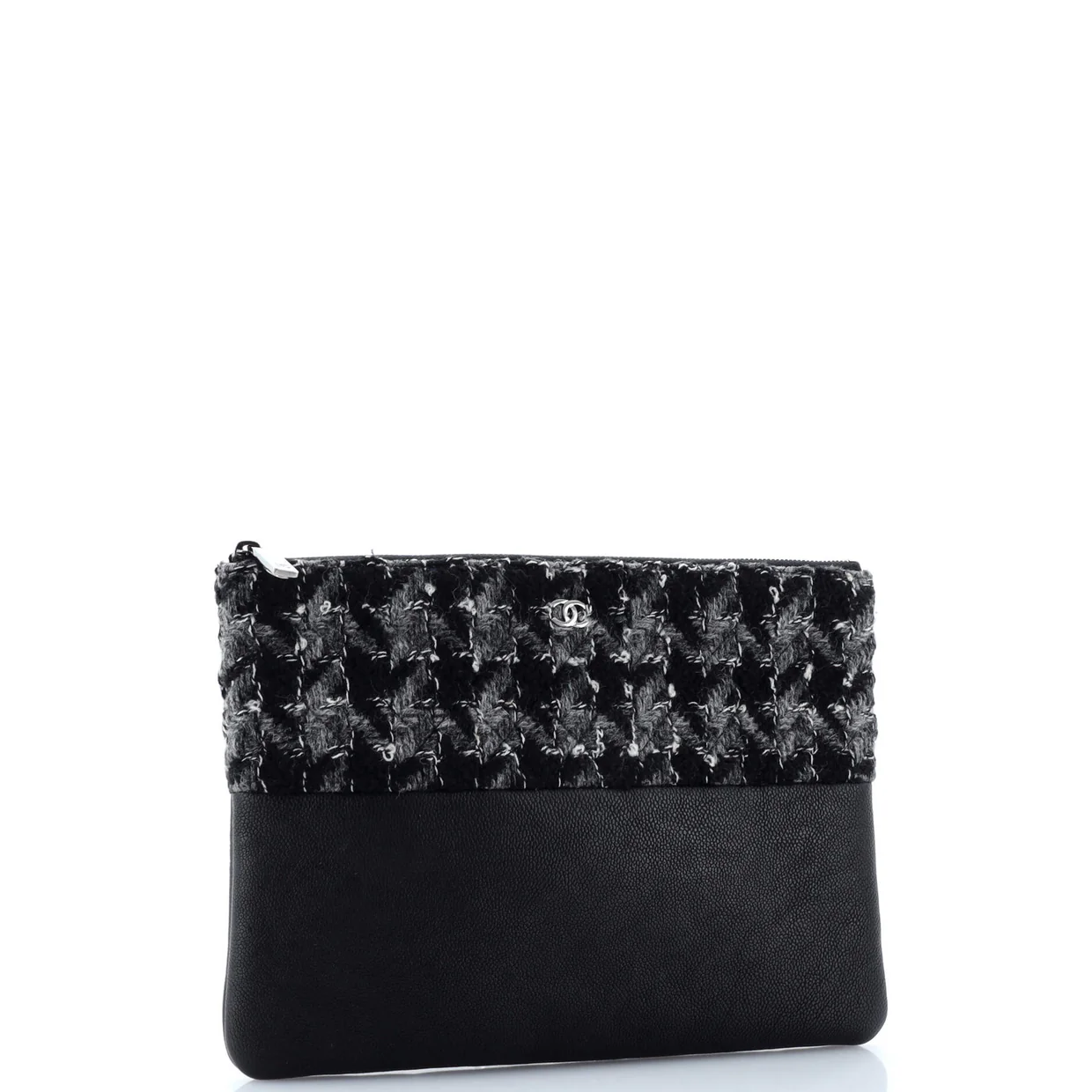 O Case Clutch Quilted Tweed and Caviar Medium - Deep Luxury