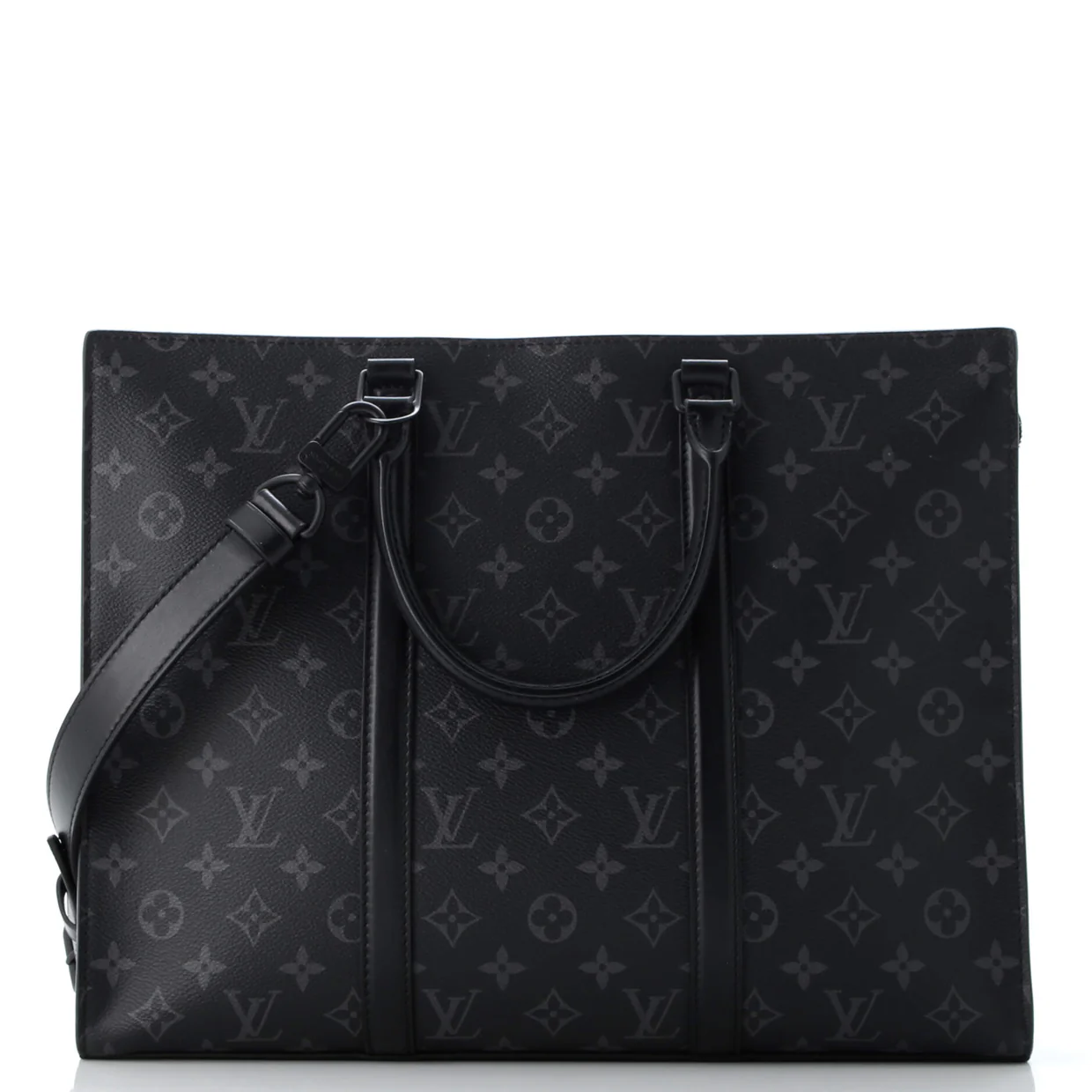 Sac Plat Zipper Tote Monogram Eclipse Canvas Horizontal - Deep Luxury