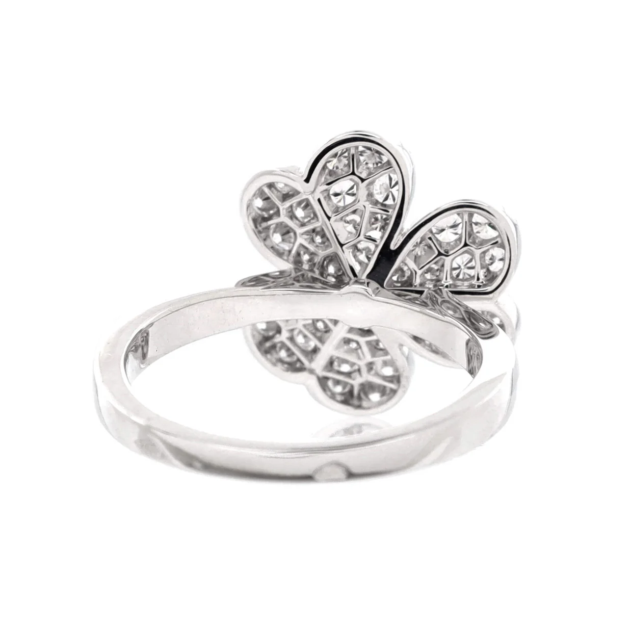 Frivole 1 Flower Ring 18K White Gold with Pave Diamonds - Deep Luxury