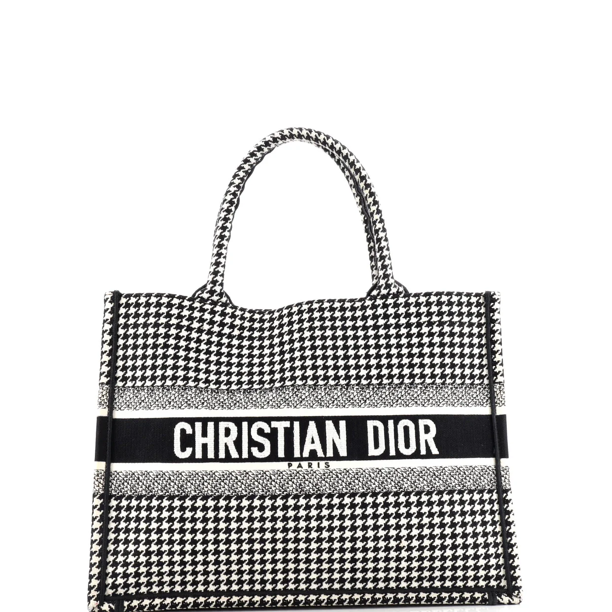 Book Tote Houndstooth Canvas Medium - Deep Luxury