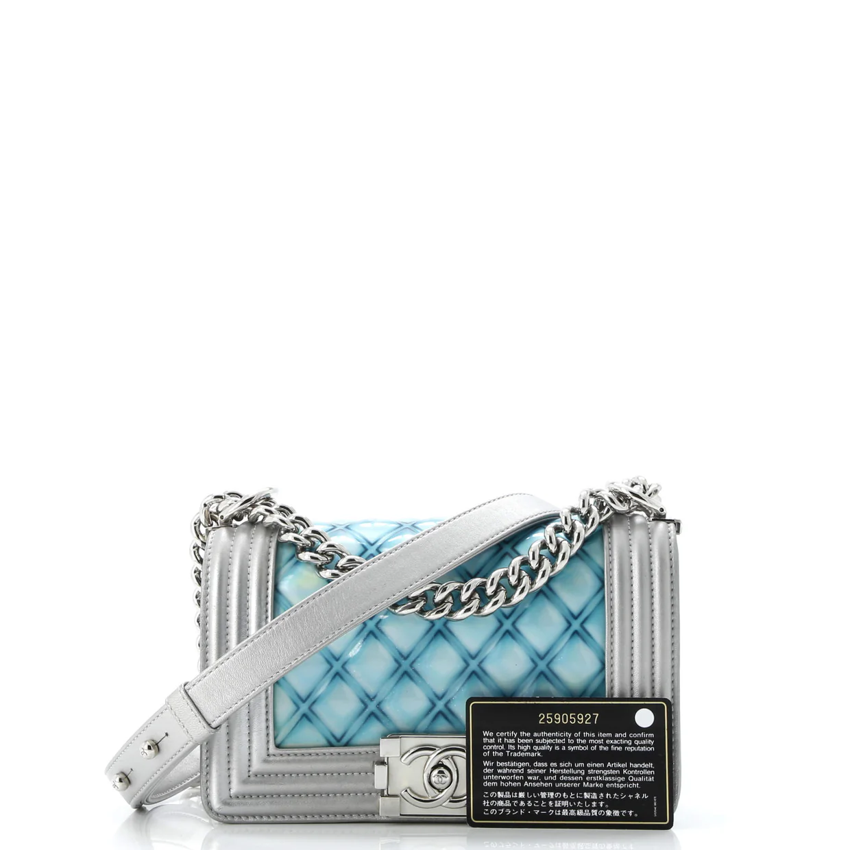 Boy Flap Bag Quilted Holographic PVC Small - Deep Luxury