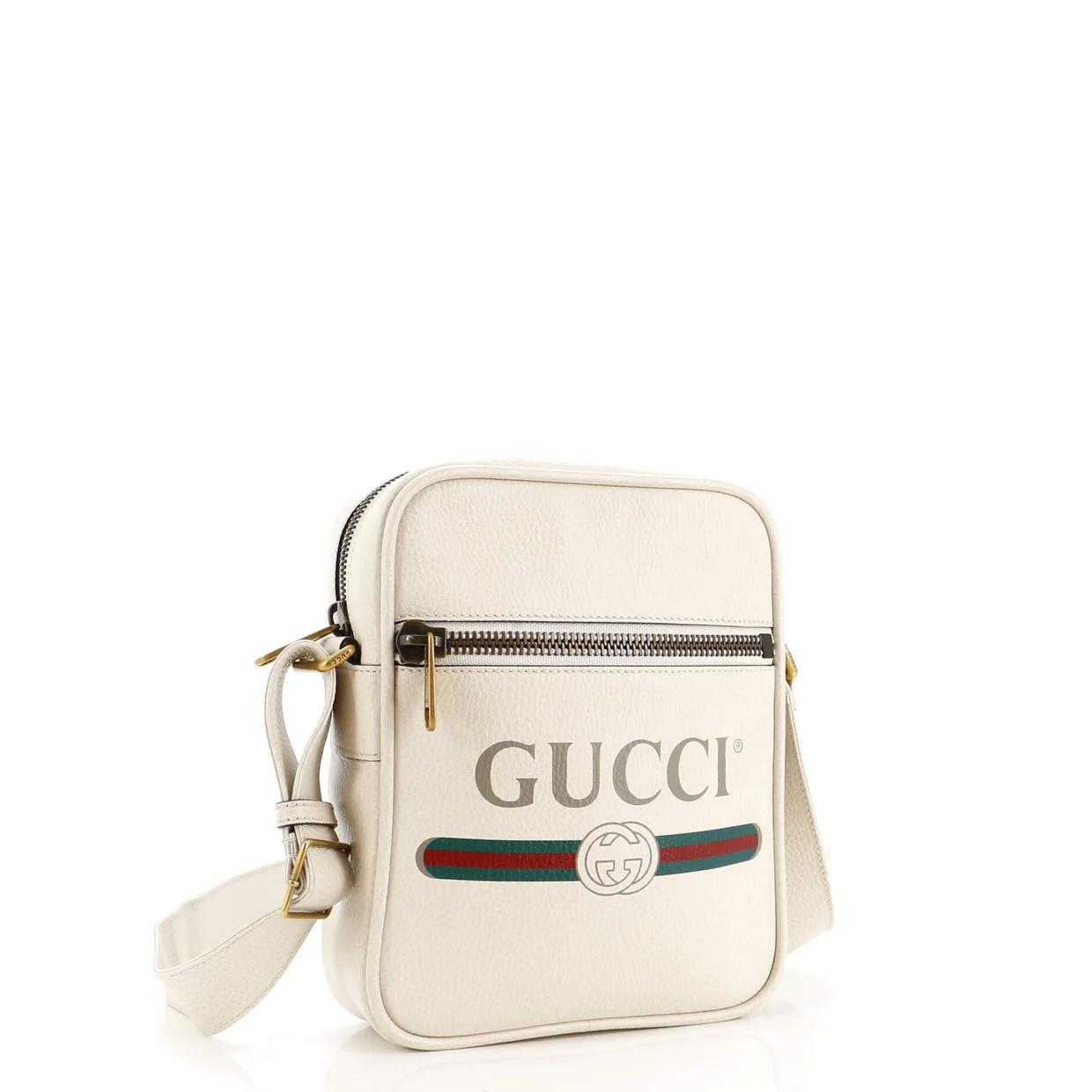 Logo Zip Messenger Bag Printed Leather Small - Deep Luxury