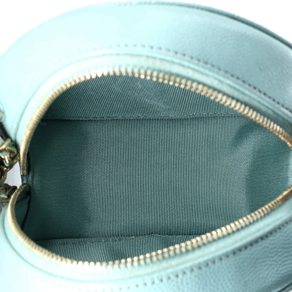 Round Clutch with Chain Quilted Caviar Mini - Deep Luxury