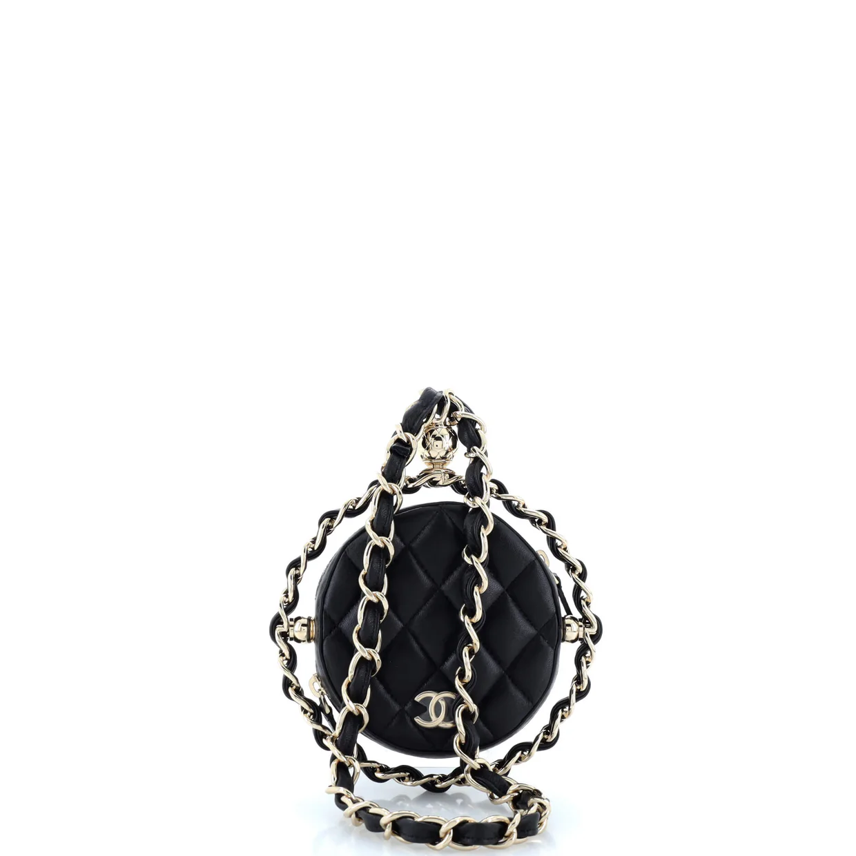 Frame Chain Around Round Clutch with Chain Quilted Lambskin Mini - Deep Luxury