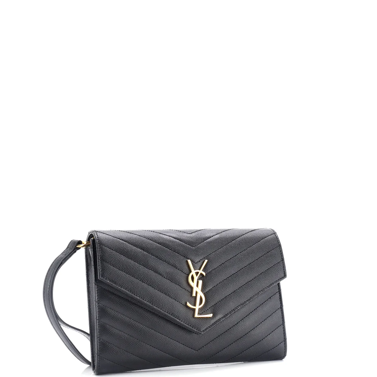 Classic Monogram Envelope Wristlet Clutch Matelasse Chevron Leather - Deep Luxury