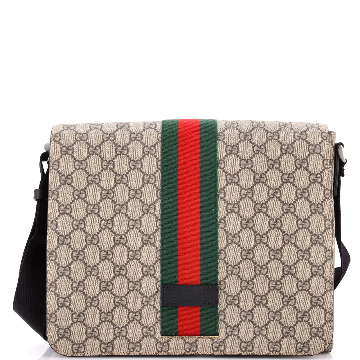 Web Flap Messenger Bag GG Coated Canvas Medium - Deep Luxury