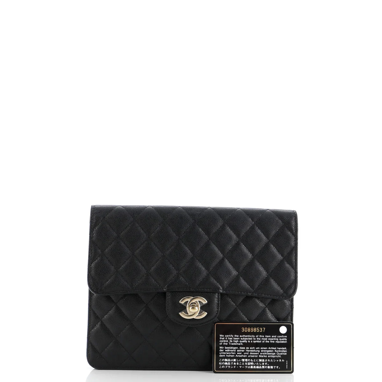 Square Classic Flap Clutch Quilted Caviar - Deep Luxury