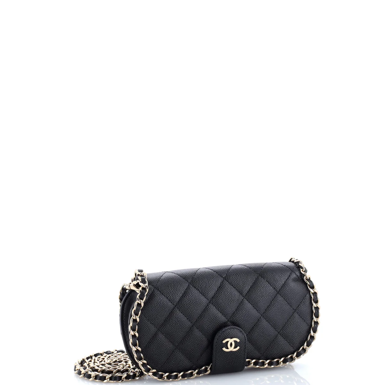 Chain Around Sunglasses Case with Chain Quilted Caviar - Deep Luxury