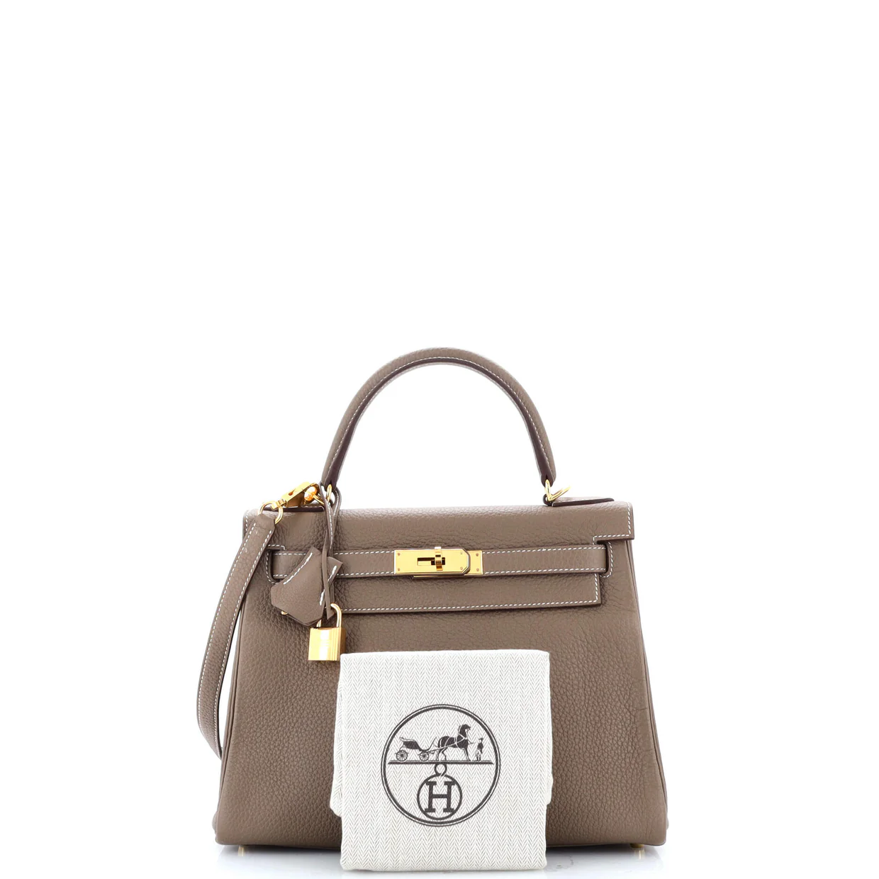 Kelly Handbag Grey Clemence with Gold Hardware 28 - Deep Luxury