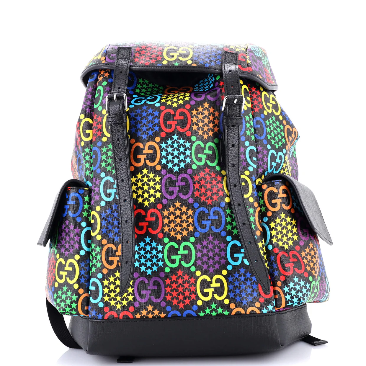 Double Pocket Belt Backpack Psychedelic Print GG Coated Canvas Medium - Deep Luxury