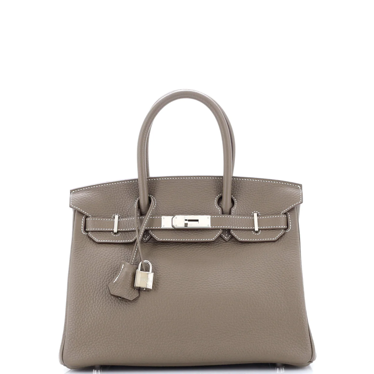 Birkin Handbag Grey Clemence with Palladium Hardware 30 - Deep Luxury