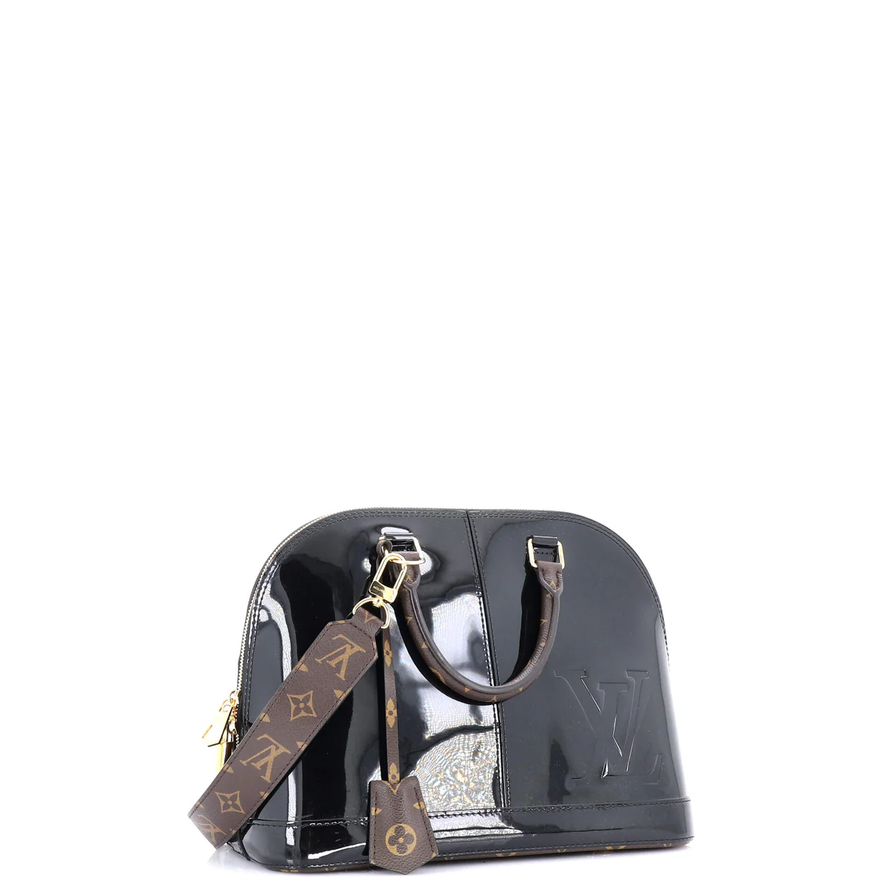 Alma Handbag Vernis with Monogram Canvas PM - Deep Luxury