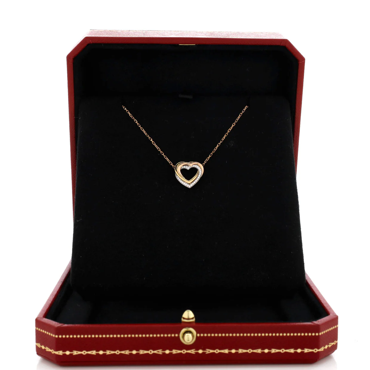Trinity de Cartier Heart Pendant Necklace 18K Tricolor Gold with Diamonds - Deep Luxury