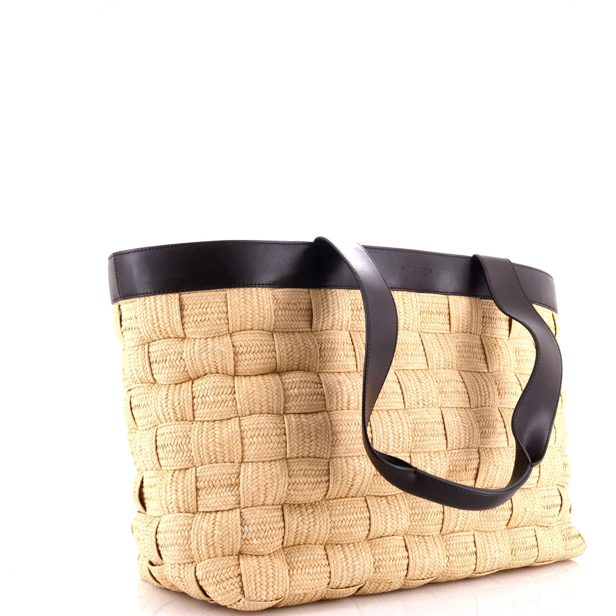 Cassette Tote Woven Raffia and Leather Large - Deep Luxury