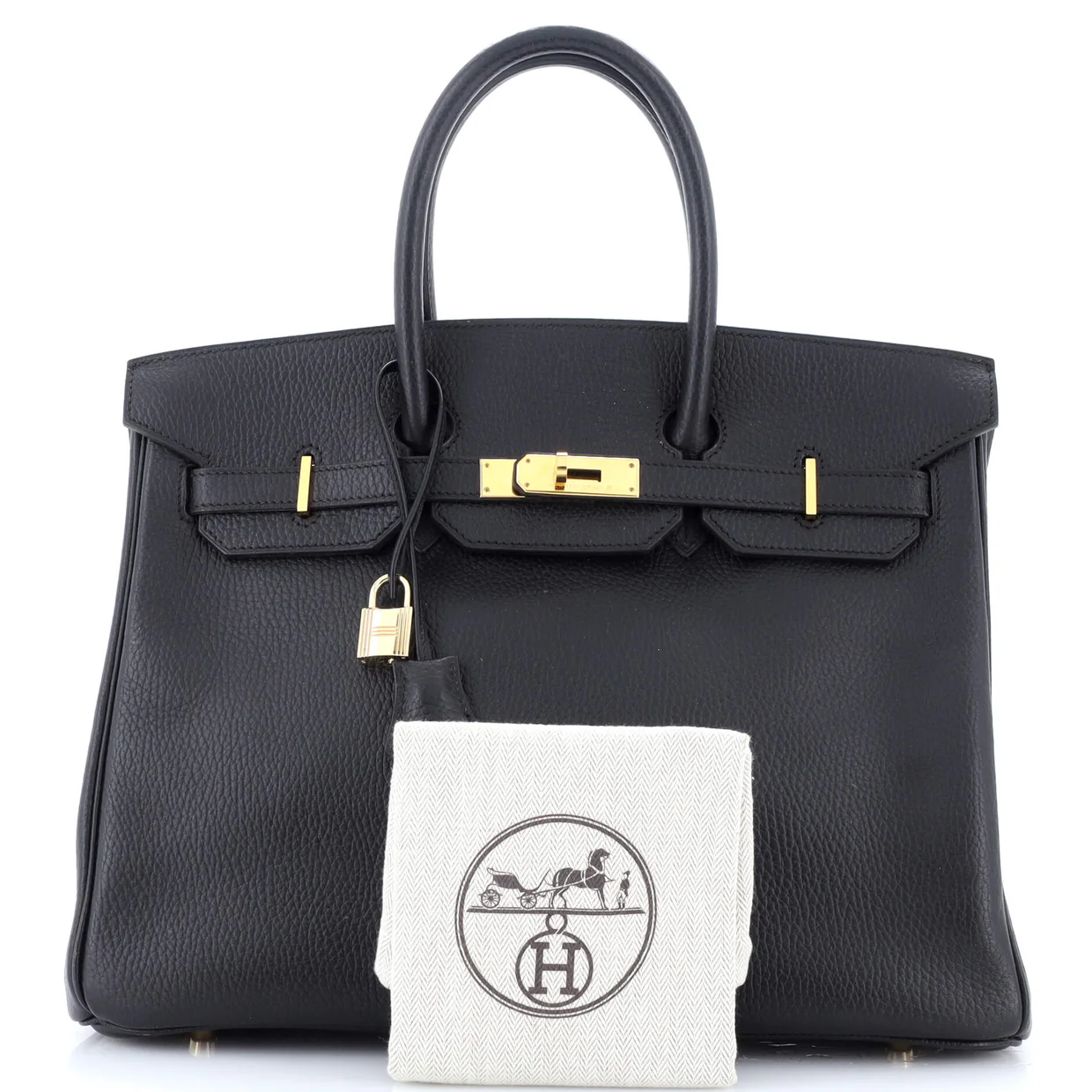 Birkin Handbag Noir Ardennes with Gold Hardware 35 - Deep Luxury