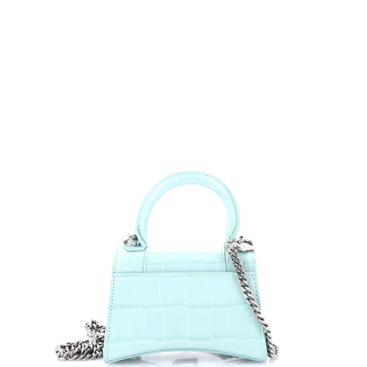 Hourglass Top Handle Bag Crocodile Embossed Leather Mini - Deep Luxury