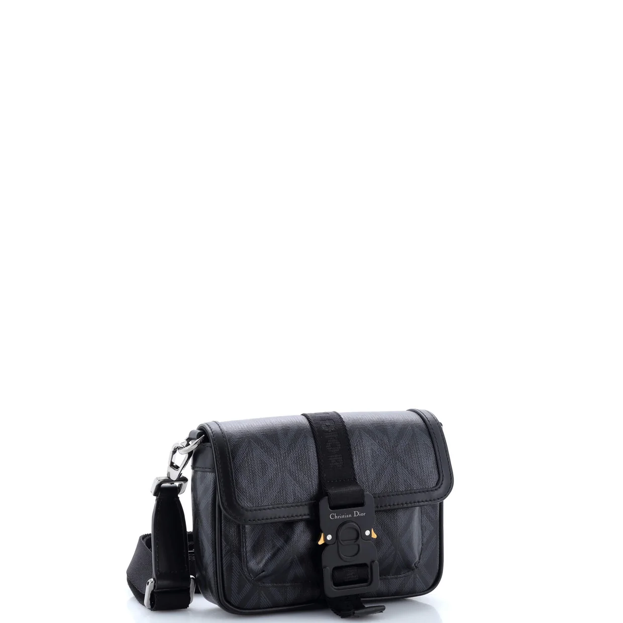 Hit the Road Flap Crossbody Bag CD Diamond Coated Canvas and Leather Mini - Deep Luxury