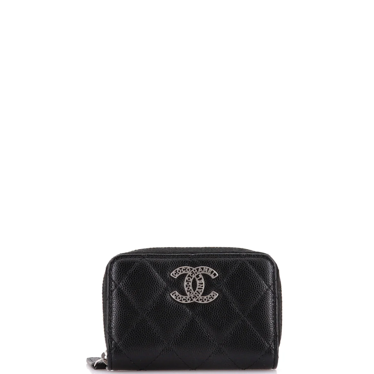 CC Cut Out Coco Chanel Zip Coin Purse Quilted Caviar Small - Deep Luxury