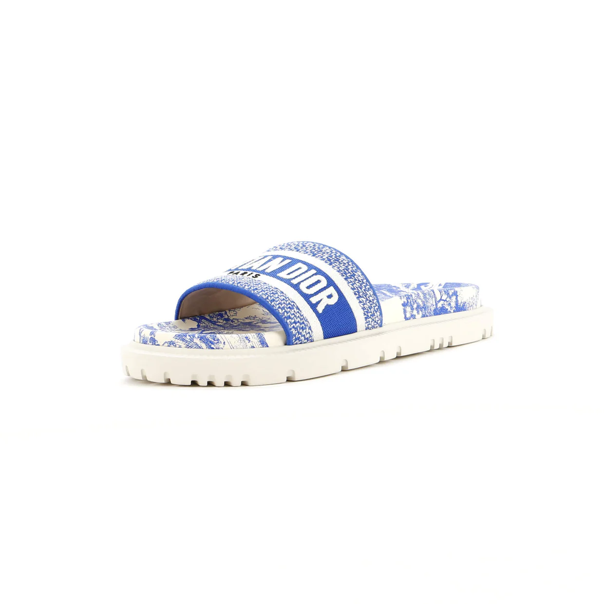Women's Dway Slide Sandals Embroidered Canvas and Rubber - Deep Luxury