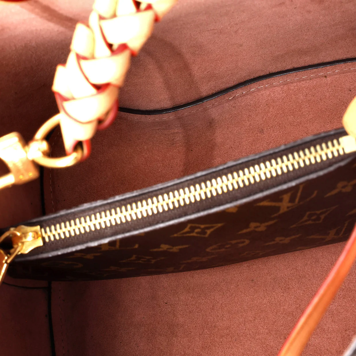 Braided Handle NeoNoe Handbag Monogram Canvas with Leather MM - Deep Luxury