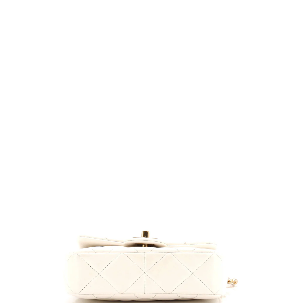 CC Pearl Chain Square Flap Bag Quilted Lambskin Mini - Deep Luxury