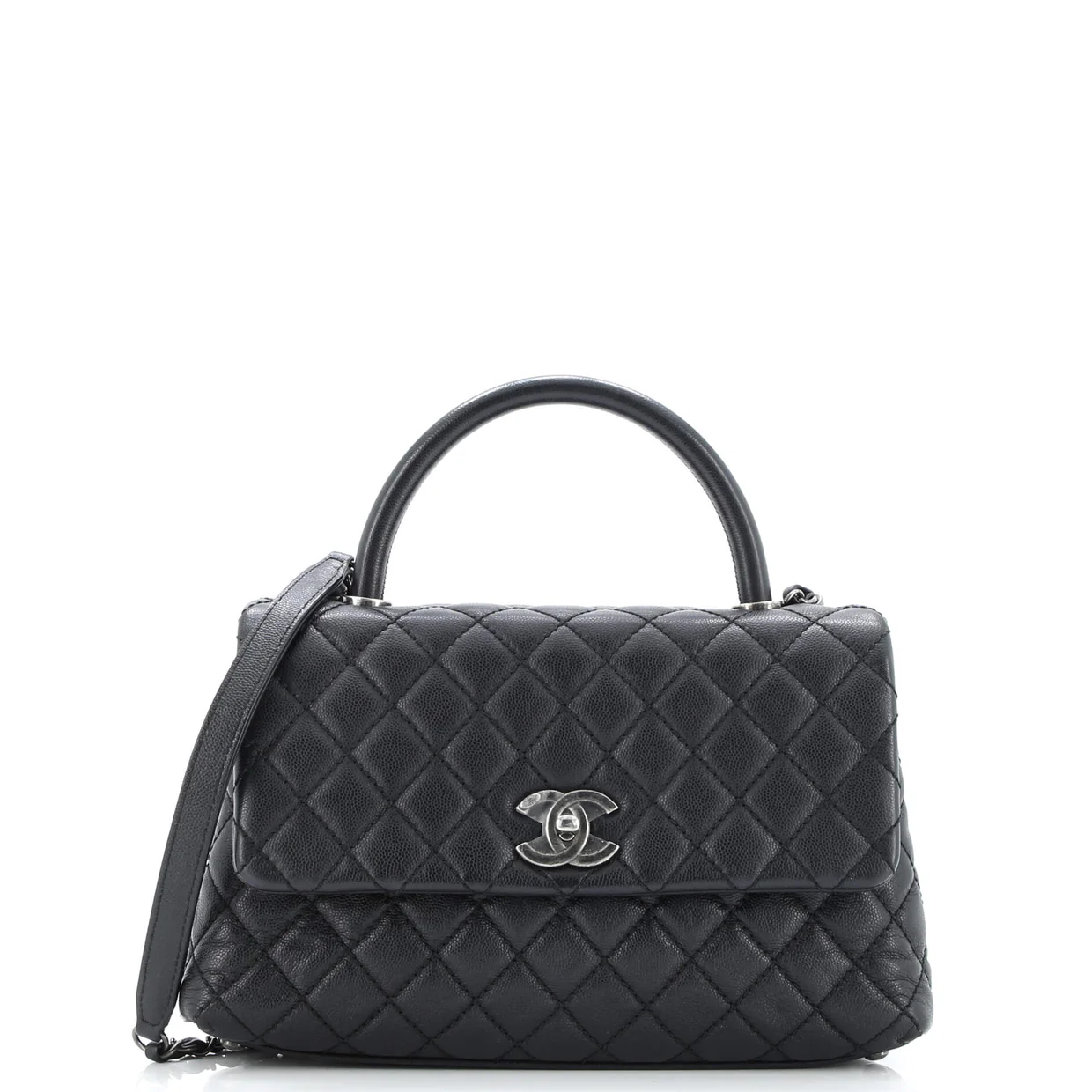 Coco Top Handle Bag Quilted Caviar Small - Deep Luxury