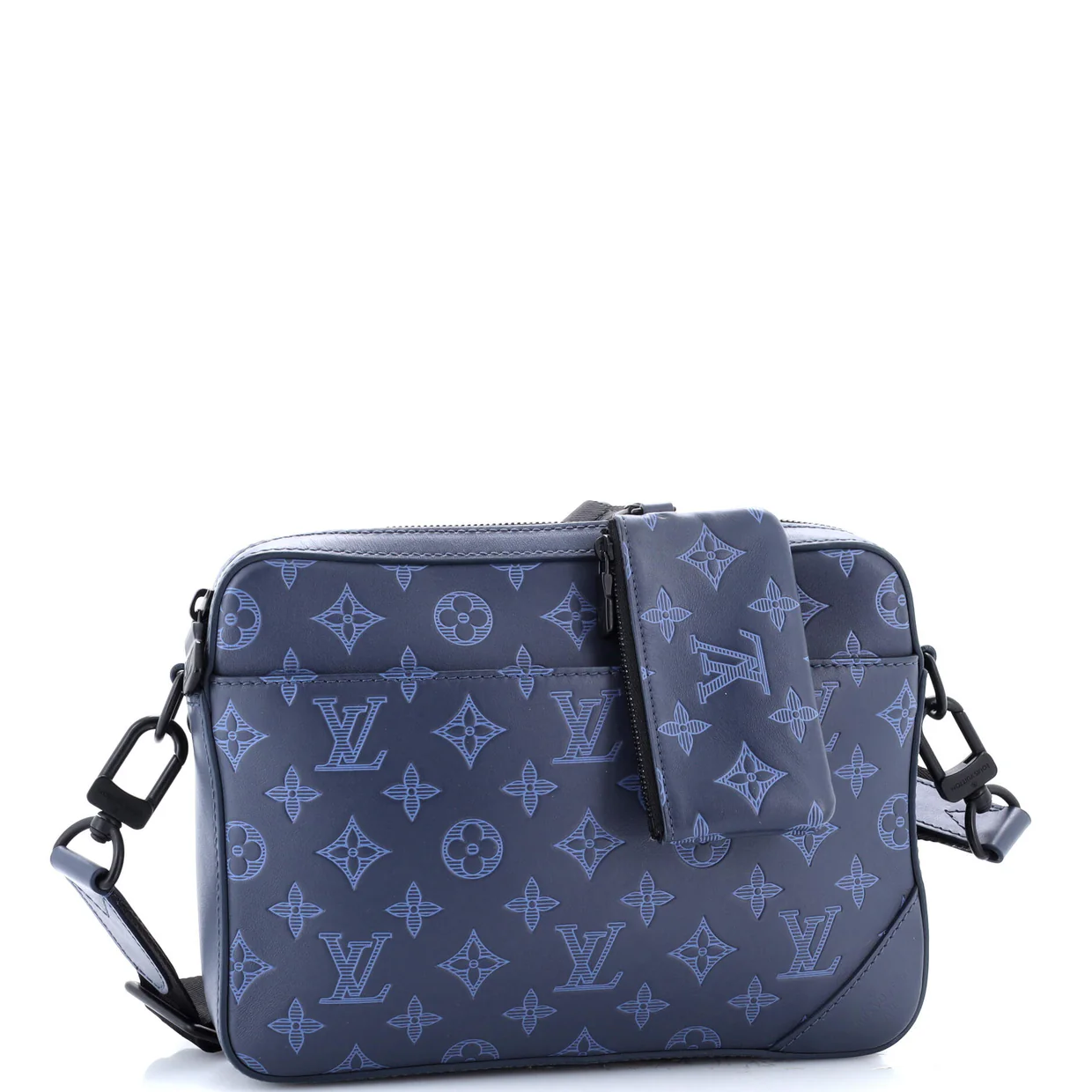 Duo Messenger Bag Monogram Shadow Leather - Deep Luxury