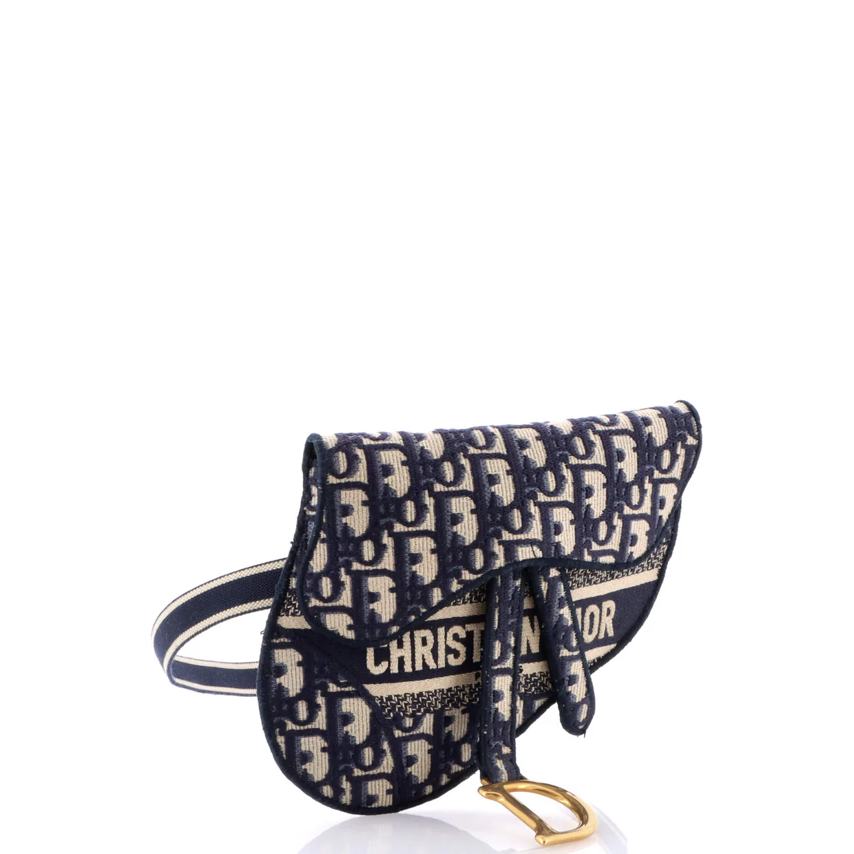 Saddle Belt Bag Logo Embroidered Oblique Canvas - Deep Luxury